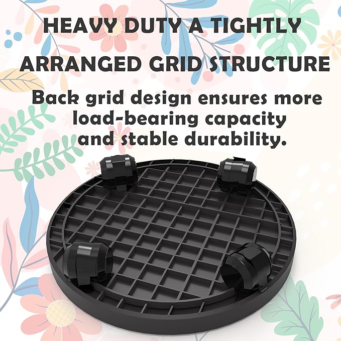WanderingDonkey 2 Pack of 9.8 Inch Heavy Duty Plant Caddy with Wheels,Rolling Plant Stand Pot Trolley, Potted Flower Mover Dolly with Casters Round Coaster for Indoor Outdoor, Brown