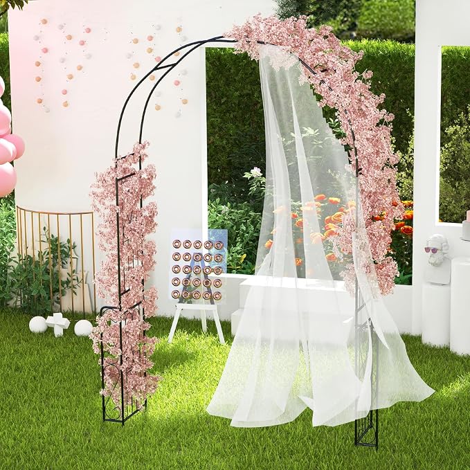 Giantex Garden Arch Trellis - 7.9 ft Metal Arbor Pergola for Climbing Plants Rose Clematis Vines, Wedding Archway Arbour for Party Ceremony Backdrop Stand Outdoor Garden Yard Lawn Decoration