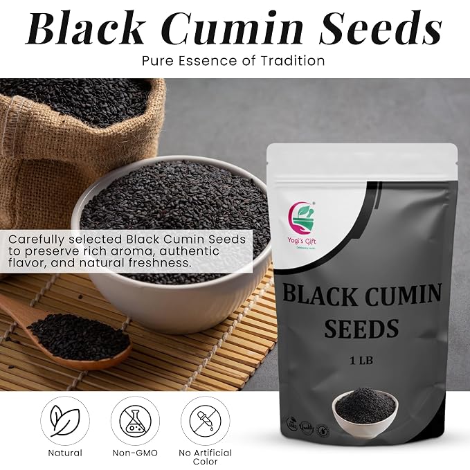 Black Cumin Seeds 1 LB, Nigella Sativa, 100% Pure & Natural, Premium Quality Kalonji Seeds, Perfect for Seasoning, Cooking, Sprouting & Herbal Uses - By Yogi’s Gift®