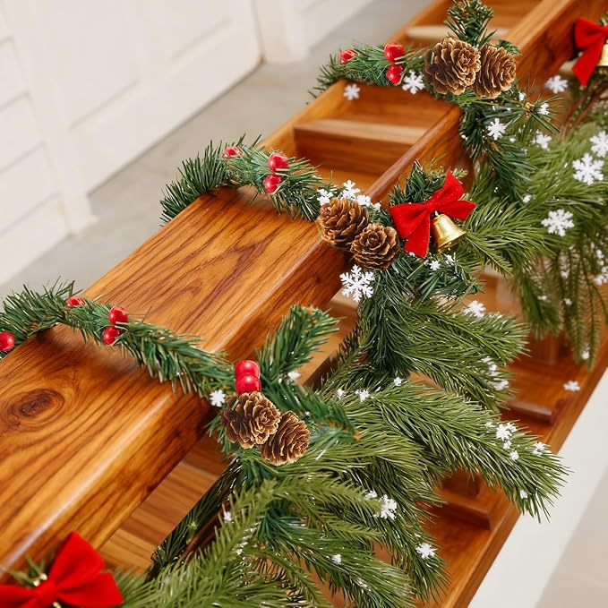 Zhengmy 30 Pcs 20 Inch Christmas Garland Ties with Pinecone & Red Berries, Decorative Twist Tie for Banister Flexible Pine Stems for Christmas Stairs Railing Banister Decor DIY Craft Gift Wrapping