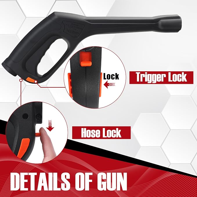 JOEJET Pressure Washer Spray Gun and Hose 32FT, Extension Wand and 5 Nozzle Tips, Compatible with Some Portland Husky Black Decker Ford Pulsar ShopForce Taskforce Powerwasher Power Washer