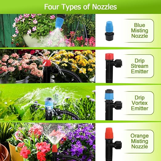 230FT Quick-Connect Drip Irrigation System Kit - 33FT 1/2" Main Tube & 197FT 1/4" Drip Line, Automatic Garden Watering System with Adjustable Emitters & Nozzles for Garden, Greenhouse, Yard, Lawn