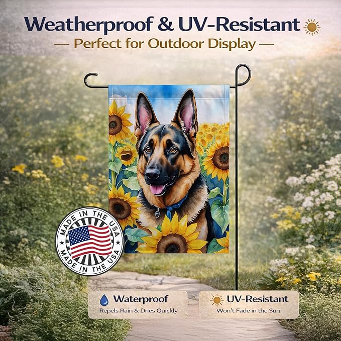 Caroline's Treasures DAC6084GF German Shepherd in Sunflowers Garden Flag Mailbox Flag Decorative Yard Flag Banner Outside Patio Artwork Yard Flower Beds, Garden Size, Multicolor