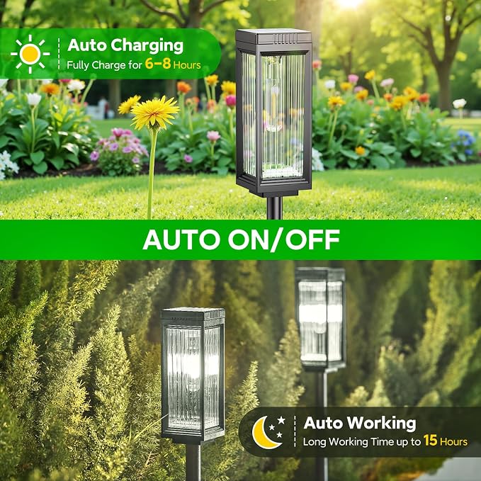ELECLINK Solar Pathway Lights Outdoor, 12 Pack Upgraded Bright Solar Lights Outdoor Waterproof, Bright Up to 15 Hrs Garden Light for Yard Patio Lawn Path Walkway Driveway Outside Decor(Cool White)