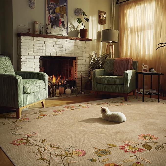 4x6 Washable Area Rugs for Entryway: Small Rug Non Slip Stain Resistant Low Pile Soft Faux Wool Throw Rugs for Bedroom Living Room Kitchen Bathroom Laundry Room Front Door Indoor Entry Home Office