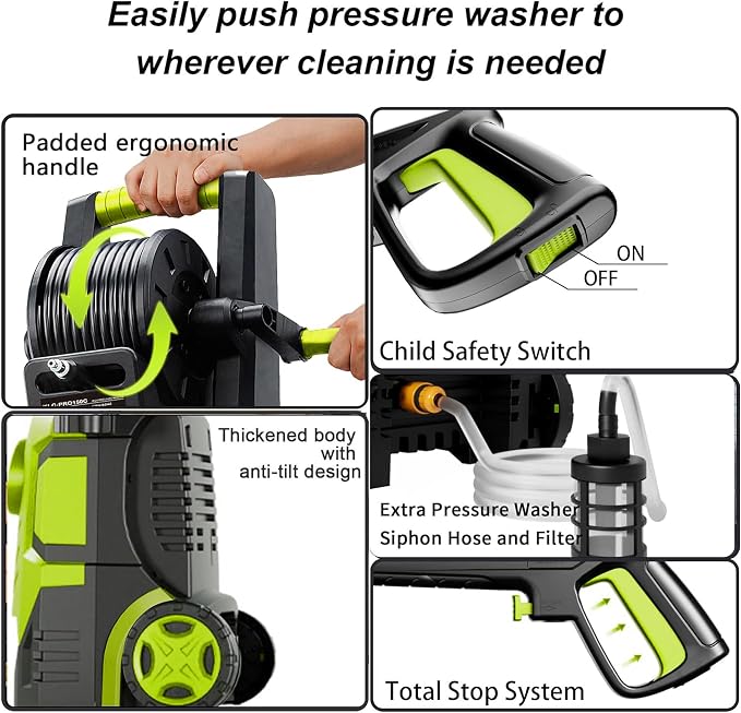 2026New Pressure Power Washer 5000PSI with Adjustable Touch Screen 8 Level, 34" Tall, 4 Quick Connect Nozzles,Inlet Hose&Filter&500mlFoam Cannon for Cars/Fences/Driveways/Home Cleaning (Yellow)