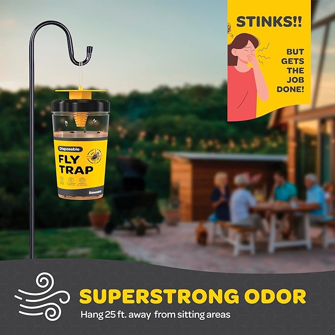 Outdoor Fly Trap Refills [Set of 4] Dissolvable Non-Toxic Bait - Fly Repellent for Outdoor Use Only - Controls Flies for Patios, Barns, Ranches Etc.