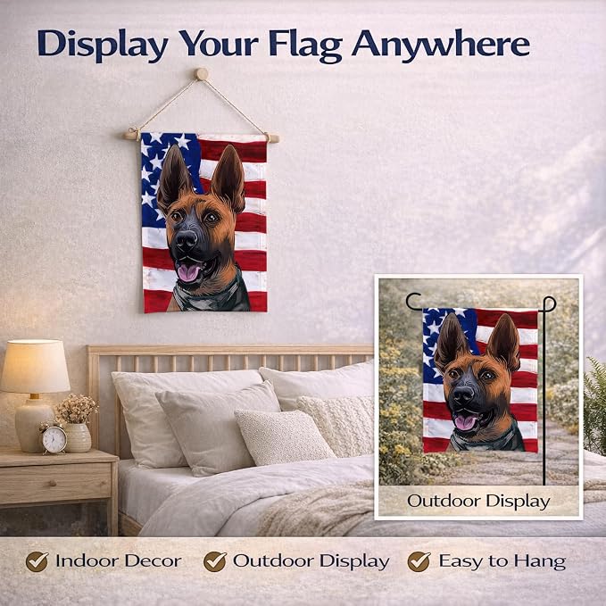 Caroline's Treasures CK6646GF Plott Hound Dog American Flag Garden Flag Mailbox Flag Decorative Yard Flag Banner Outside Patio Artwork Yard Flower Beds, Garden Size, Multicolor