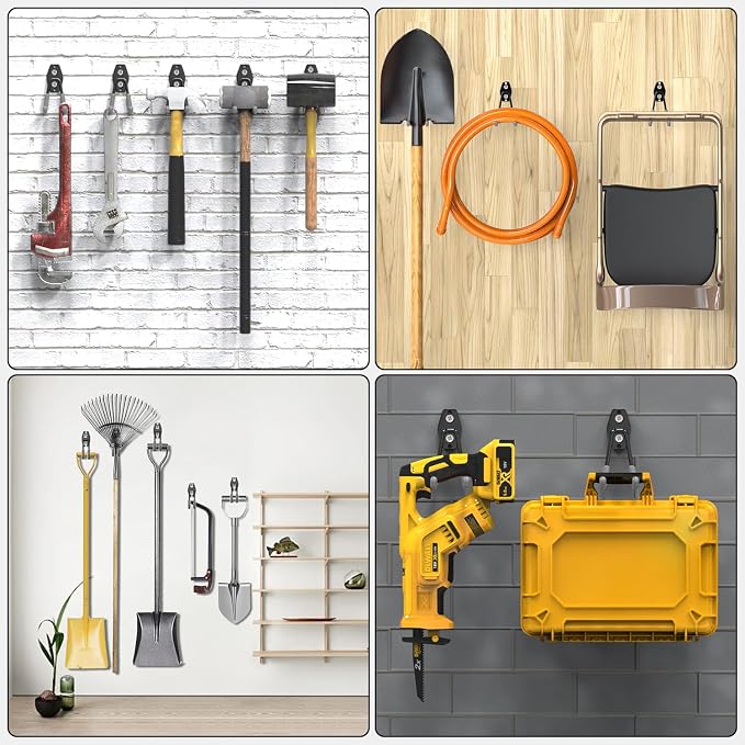 3-H Heavy Duty Garage Hooks, 14 Pack Wall Storage Organizer,Gray