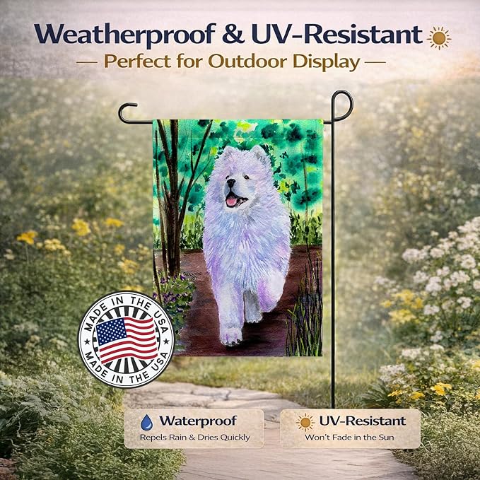 Caroline's Treasures SS8458GF Samoyed Garden Flag Mailbox Flag Decorative Yard Flag Banner Outside Patio Artwork Yard Flower Beds, Garden Size, Multicolor