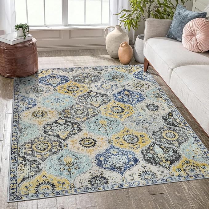 Lahome Moroccan Washable Small Area Rug, 3x5 Area Rug for Bedroom Living Room