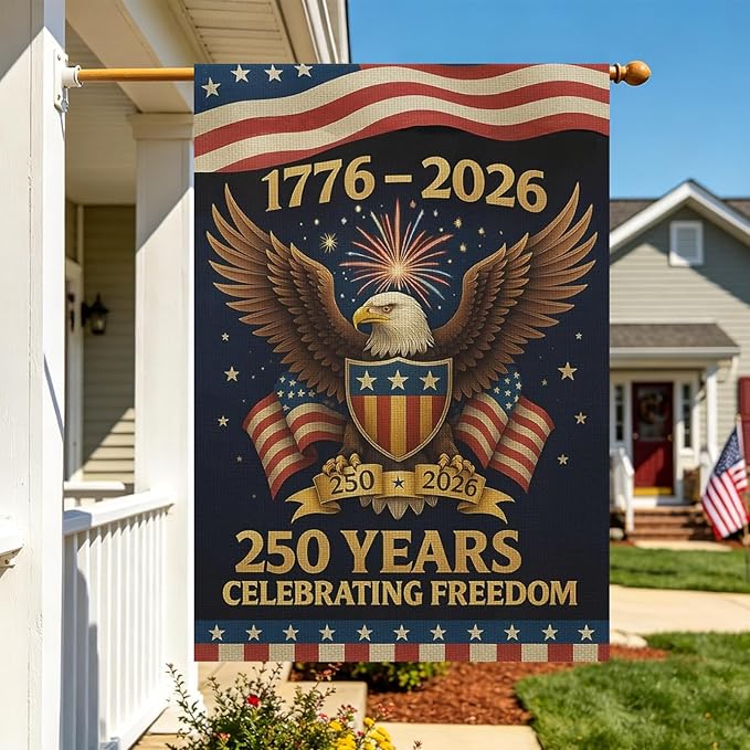 250 Anniversary Usa Garden Flags for Outside, 250 Anniversary USA Flag 1776-2026 Commemorative Patriotic Yard Sign Outdoor Banner Yard Sign 4th of July Decorations Double Sided Waterproof 250 Year American Flag 28x40 Inch