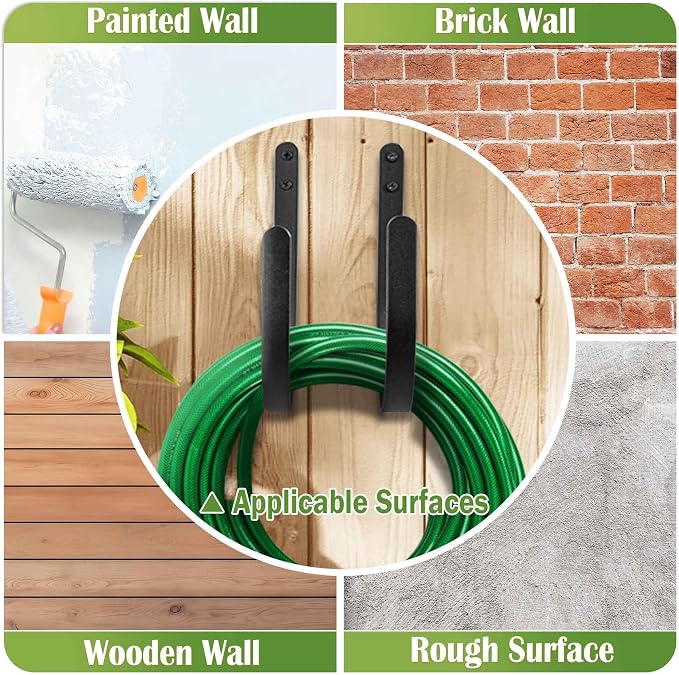 Hose Holders Wall Mount: 4Pcs Heavy-Duty Metal Garden Hose Hanger Outside | Rust-proof Hanging Hose Rack Hook Mount for Water Hose