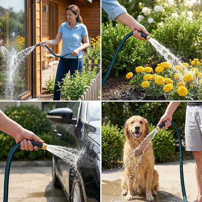 100FT Lightweight Garden Hose – Kink-Resistant, Flexible, High-Pressure Hose for Outdoor Watering, Lawn Care, Garden, and Car Cleaning