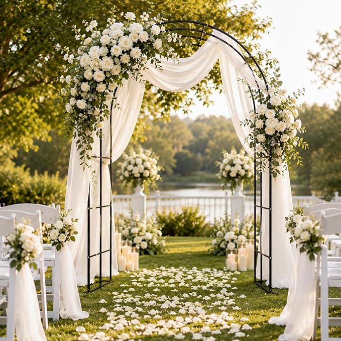 Garden Arch Trellis 55" W x 90" H Metal Arbor for Climbing Plants, Wedding Arch for Ceremony Indoor Outdoor, Black Garden Arbor for Party Decoration Backyard Lawn (Black, 55" W x 90" H)