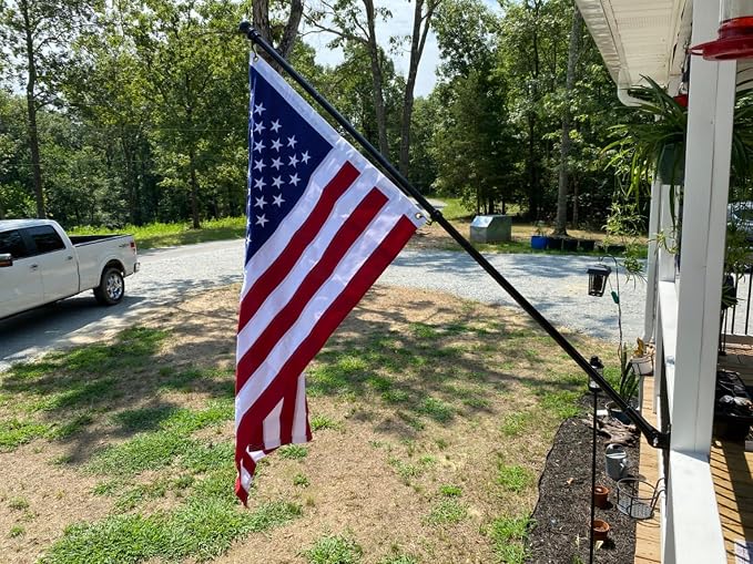 MTB Garden 5ft Black Steel Flag Pole and Holder, 1 inch Flag Pole for Outside House Porch Flagpole Mount