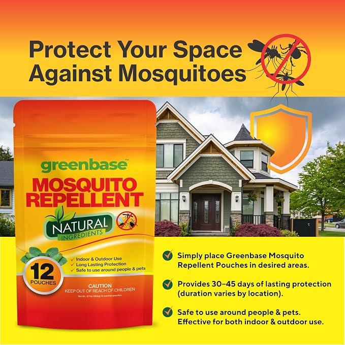 Travel Mosquito Repellent Pouches 12 Pack – Natural Indoor & Outdoor Mosquito Repellent for Home, Patio, Yard & Camping | Long-Lasting Mosquito Repellent Bags – Safe for Kids & Pets
