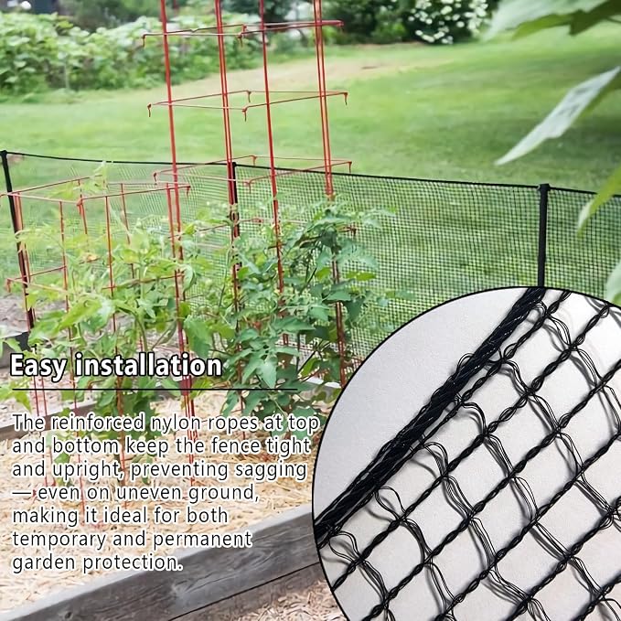 7.5 ft x 65 ft Deer Fence Netting, 1/2-inch Square Mesh - Heavy Duty Animal Barrier for Garden, Vegetables, Fruit Trees, Blueberry Bushes, Strawberries - Protect Against Birds, Deer, Chickens