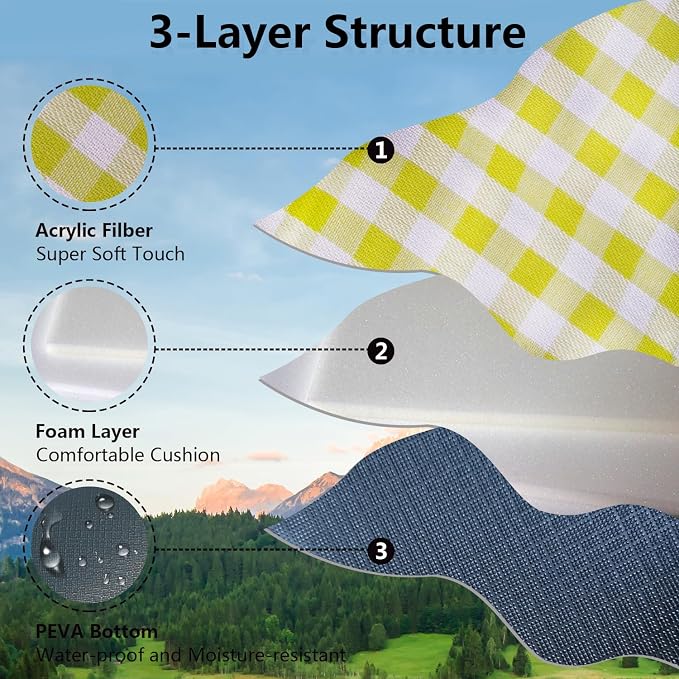 79”x79” Picnic Blanket Extra Large, Waterproof and Foldable Beach Blanket, 3-Layer Outdoor Blanket for 6 to 8 Adults, for Camping, Park, Beach, Grass, Indoors