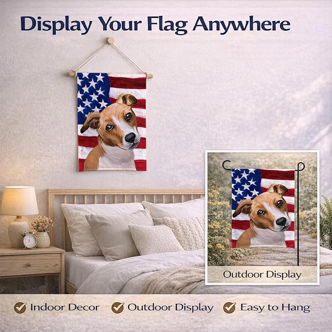 Caroline's Treasures CK6647GF Plummer Terrier American Flag Garden Flag Mailbox Flag Decorative Yard Flag Banner Outside Patio Artwork Yard Flower Beds, Garden Size, Multicolor