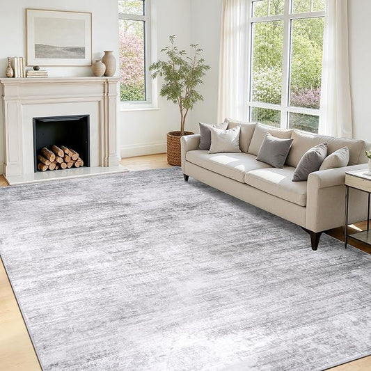 Tosuoka 5x7 Area Rugs for Living Room, Washable Gray Abstract Rug | Bedroom Rug, Ultra Soft, Non-Slip, Low-Pile, Modern, Large, Grey Indoor Carpet for Nursery Dining Room Office Home