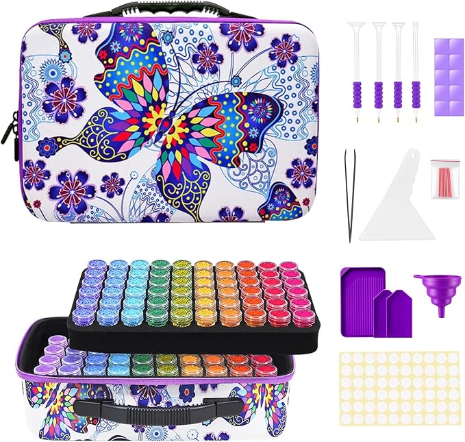 ZORETCO Diamond Painting Storage Containers,120 Slots Diamond Painting Accessories Kits with Tools for Diamond Art Craft Jewelry Beads Organizer