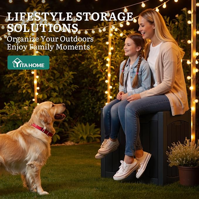 YITAHOME 31 Gallon OutdoorDeck Box | Lockable Resin Storage Box and Waterproof Package Delivery Box for Patio, Garden, Poolside, Cushions, Supplies & Sports Gear