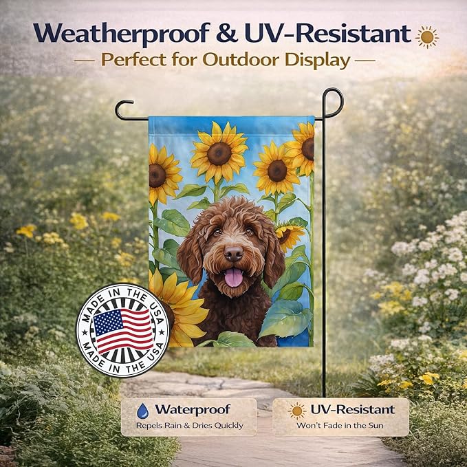 Caroline's Treasures DAC6112GF Labradoodle in Sunflowers Garden Flag Mailbox Flag Decorative Yard Flag Banner Outside Patio Artwork Yard Flower Beds, Garden Size, Multicolor