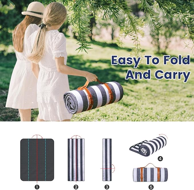 sapsisel 80”x60” Picnic Blanket Extra Large, Waterproof Picnic Blanket Beach Blanket