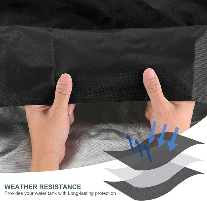 PATIKIL IBC Tote Cover 275 Gallon 420D Fabric Sunshade Waterproof Water Tank Protective Cover with Zipper for 1000L Outdoor Garden Water Ton Rain Barrel, Black (120 * 116 * 100cm)