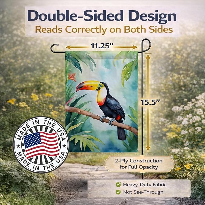 Caroline's Treasures Toucan Garden Flag Mailbox Flag Decorative Yard Flag Banner Outside Patio Artwork Yard Flower Beds, Garden Size, Multicolor