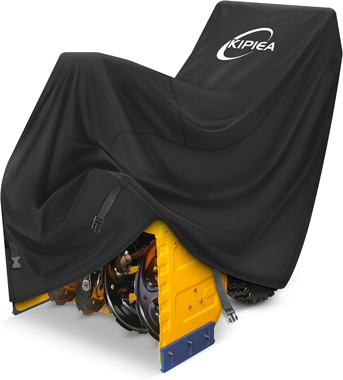 Kipiea Snow Blower Cover Waterproof Outdoor - 600D Heavy Duty Snow Thrower Cover Compatible with Cub Cadet, Ariens, Toro, EGO, Craftsman, Snow Joe, Honda, Husqvarna, Ryobi