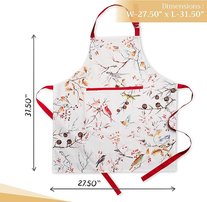 Maison d' Hermine Aprons for women with Pocket 100% Cotton (27.50"x31.50") | Adjustable Neck Strap & long ties Apron Men Chef Wedding Cooking Gardening Server Maid