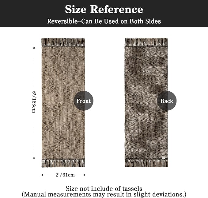Farmhouse Hallway Runner Rug, 2x6 Hand-Woven Reversible Washable Runners for Kitchen Floor, Natural/Black Cotton Laundry Room Rugs Modern Boho Kitchen Sink Carpet for Bathroom Foyer Bedroom | Farmhouse Hand-Woven Laundry Room Rugs, Natural/Black Modern...