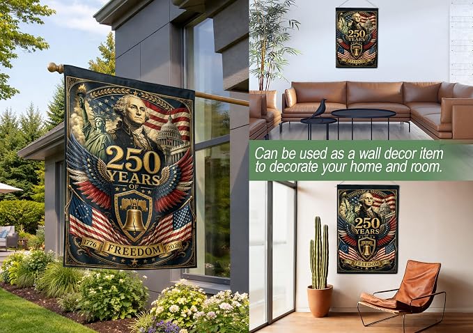 250 Years Of Freedom Flag, American 250th Anniversary Patriotic Design, 1776-2026 Commemorative, Garden Flags For Outside, Double-sided Display, 250th Anniversary USA Commemorative Flags 5 (30x40 Inch)