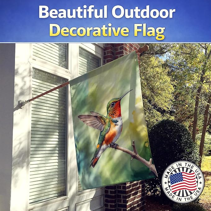 Caroline's Treasures Allens Hummingbird House Flag Large Porch Sleeve Pole Decorative Outside Yard Banner Artwork Wall Hanging, Polyester, House Size, Multicolor