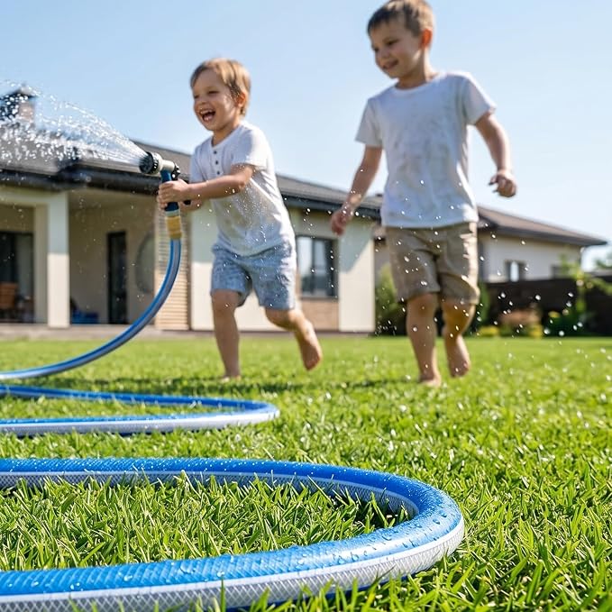 Lead-in Blue Garden Hose 3/4 in. x 15 ft. - No Kink, Leak Free, Flexible, Male to Female Fittings - Heavy Duty Lightweight PVC Water Hose -150PSI Work & 500PSI Burst, for Reel Cart & Commercial Use
