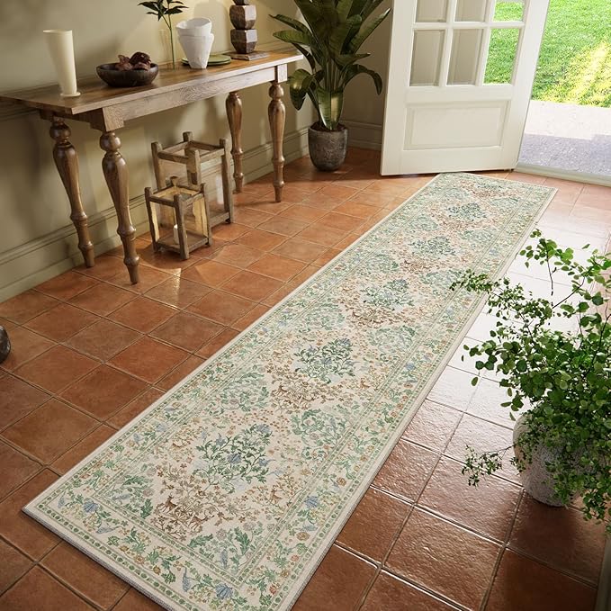 Washable Runners for Hallways Kitchen Rug: 2'x10' Runner Rug Stain Resistant Non Slip Low Pile Soft Carpet Runners Rug for Entryway Hallway Bedroom Beside Bathroom Living Room