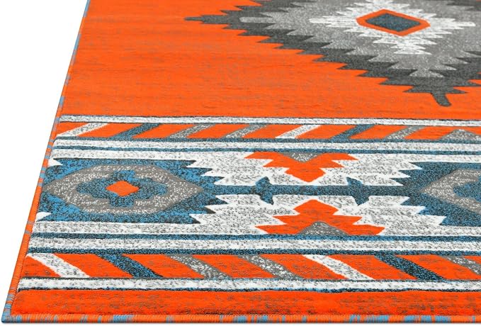 YHSF Southwestern Area Rug - Anti Static & Washable - Orange, 2 ft x 3 ft | Soft Native American Tribal Floor Rugs for Living Room, Bedroom, Hallways, and More - Easy-to-Clean Home Decors