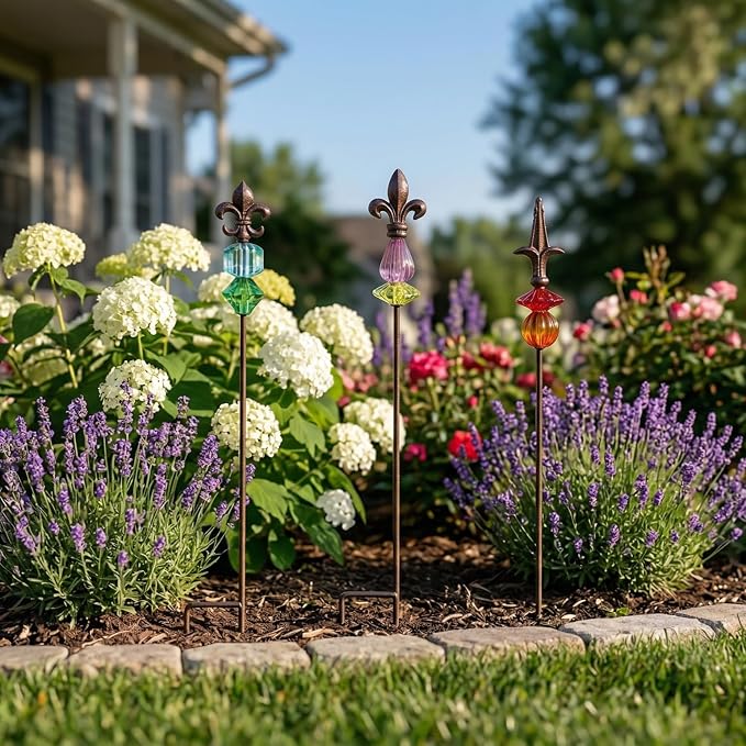 Garden Stake Outdoor Metal Garden Stake Plant Pick Cute Metal Stick Art Ornament Decor for Lawn Yard Patio,3PCS, 25" H Magic Wand