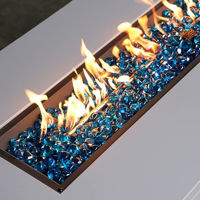 Mr. Fireglass 10 Pounds Diamond Fire Glass, 1 inch High Luster Reflective Fire Pit Glass Rocks for Propane & Natural Gas Fire Pits Fireplace & Lanscape, Caribbean Blue
