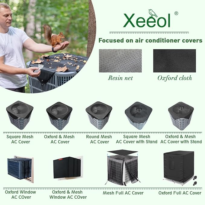 Air Conditioner Covers for Outside, Mesh AC Covers for Outdoor Units, Universal Air Conditioning Cover，One 36in AC Cover and One Support