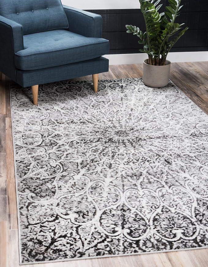 Unique Loom Sofia Collection Area Rug - Grace (5' 1" x 8', Dark Gray/ Gray)