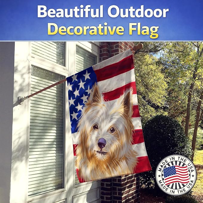 Caroline's Treasures CK6633CHF Norwich Terrier Dog American Flag House Flag Large Porch Sleeve Pole Decorative Outside Yard Banner Artwork Wall Hanging, Polyester, House Size, Multicolor