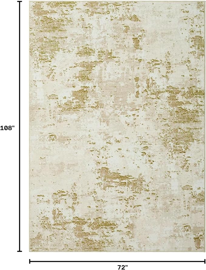 ROYHOME Modern Abstract Area Rug 6x9 Non Slip Non Shedding Rug Low Pile Stain Resistant for Bedroom Living Room,Golden Grey