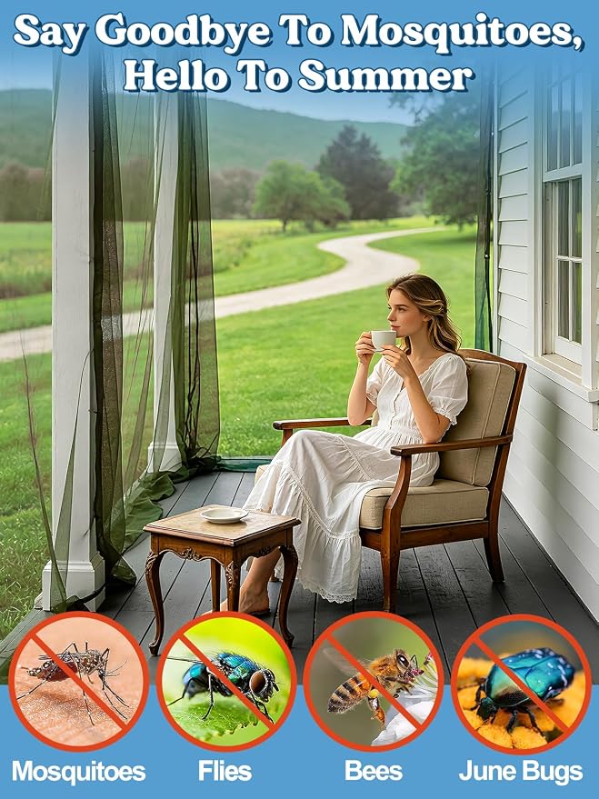 ANPHSIN 65x10ft Ultra fine Mosquito Net for Patio - Mesh Netting Screen for Outdoor Garden Porch Balcony, Protects Skin & Plants from Bugs, Birds, Green