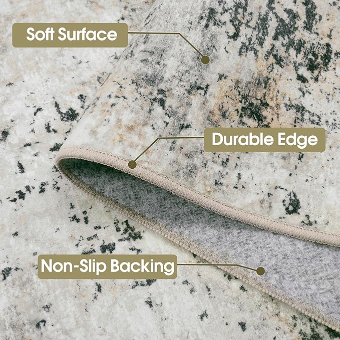 5x7 Area Rugs for Living Room Abstract Washable Black Grey Brown Rug | With Anti-Slip Backing，Non-Shedding，Stain-Resistant，Soft Modern Large Carpet for Bedroom Dining Room Farmhouse Nursery