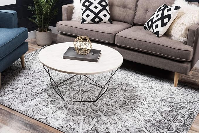 Unique Loom Sofia Collection Area Rug - Grace (5' 1" x 8', Dark Gray/ Gray)