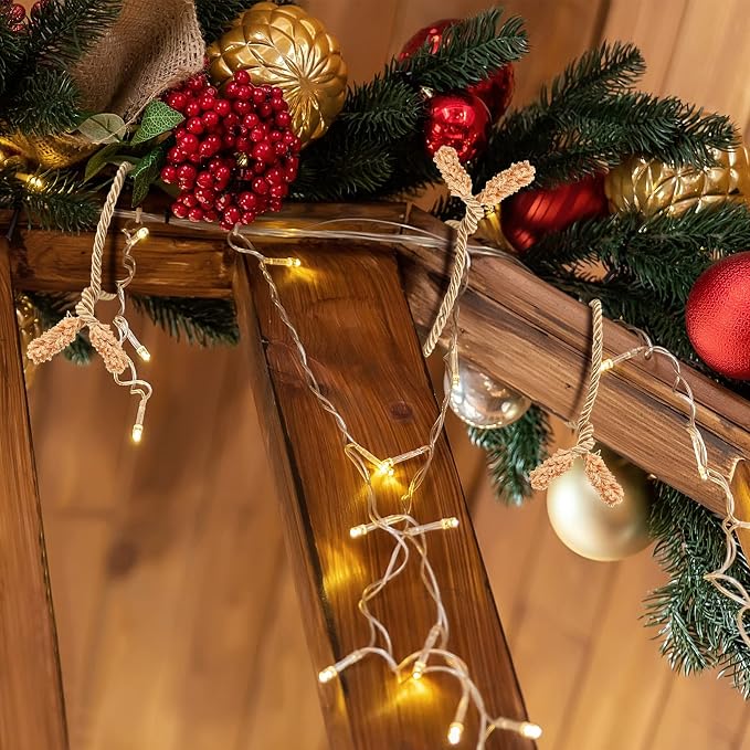 Zhengmy 8 Pcs 20 Inches Christmas Garland Ties Christmas Decorative Twist Ties for Banister Reusable and Flexible Twist for Xmas Home Decorations Holiday Craft Wrapping (Gold)