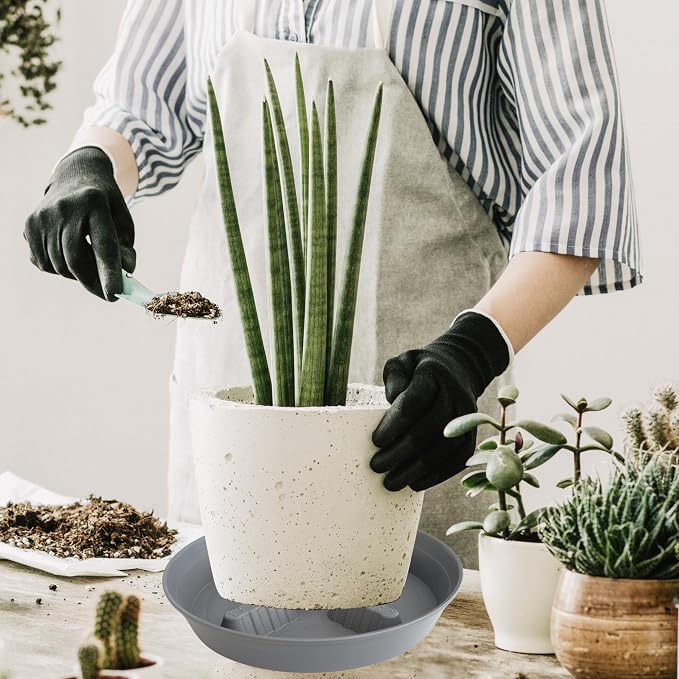 4 Pack Plant Saucer 8 inch, 10 12 14 17 inch, Plant Stand Plastic Plant Saucers for Indoors Outdoor, Heavy Duty Flower Planter Drip Trays for Pots, Pot Saucers for Plants, Grow Bags Saucers
